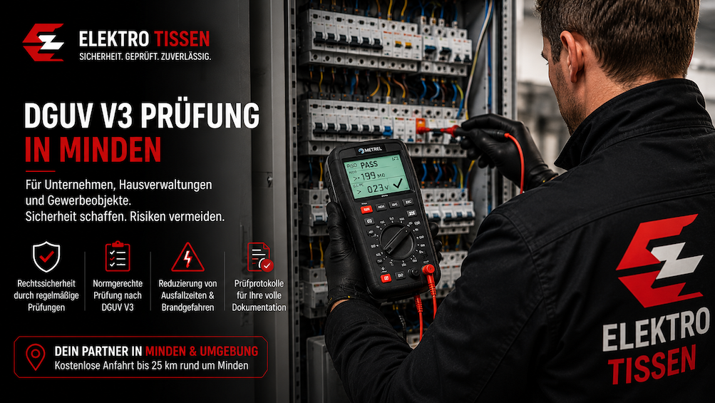 dguv v3 prüfung von elektromeister tissen in minden, porta, bielefeld, hannover, bückeburg, osnabrück, lübbecke