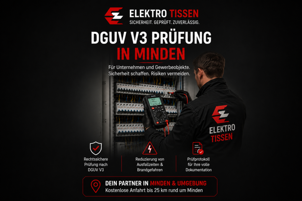 dguv v3 prüfung von elektromeister tissen in minden, porta, herford, bielefeld, hannover, bückeburg, osnabrück, lübbecke