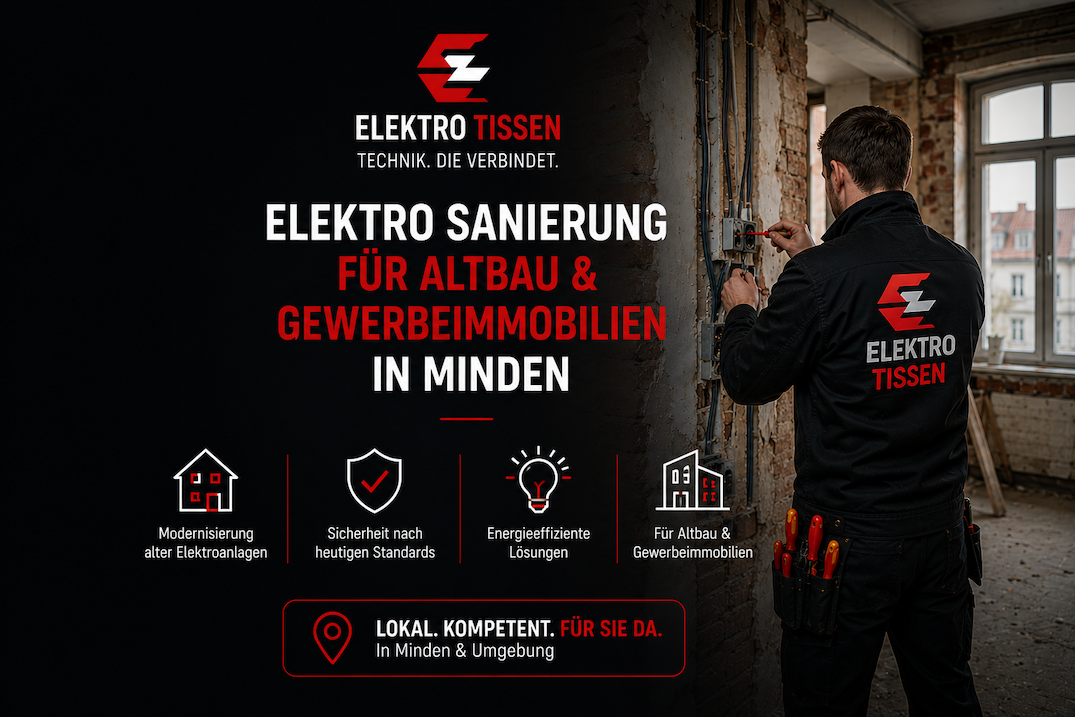 elektro sanierung für altbau und gewerbeimmobilien in minden, hille, bückeburg, porta, lübbecke vom elektromeister tissen